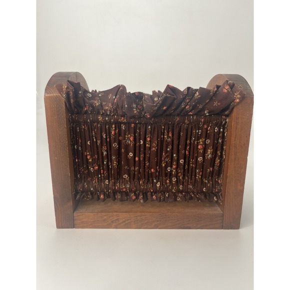 Other - Vintage Wooden Napkin Holder: Cottagecore Fabric Basket
